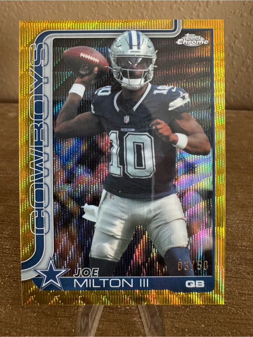 Topps Chrome Joe Milton III Dallas Cowboys Football Card - Gold Refractor